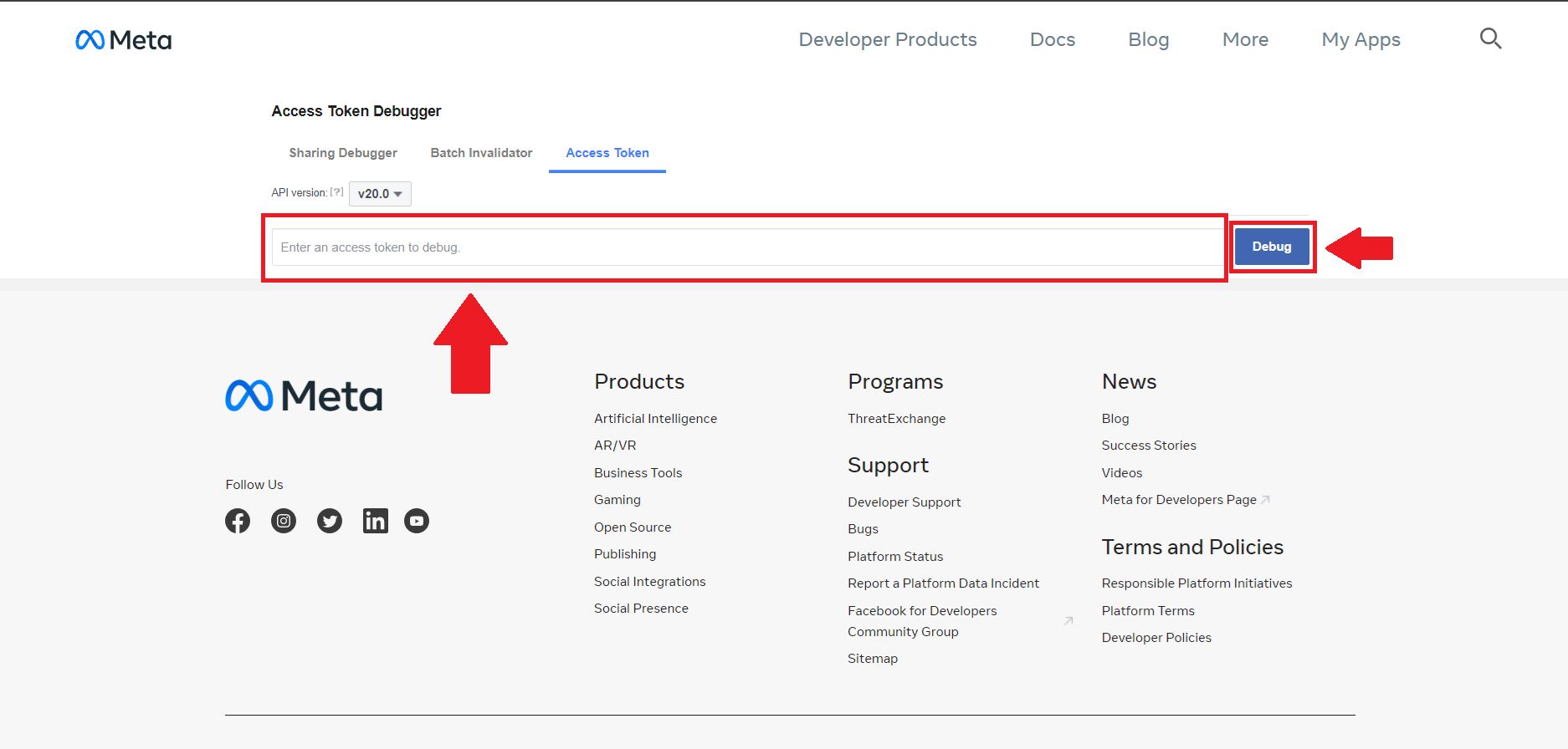 Debug Token Facebook
